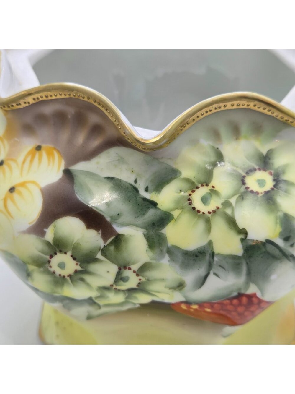 Antique Nippon Biscuit Jar Hand Painted Raspberries Gooseberries w/ Lid Japan - Picture 11 of 13